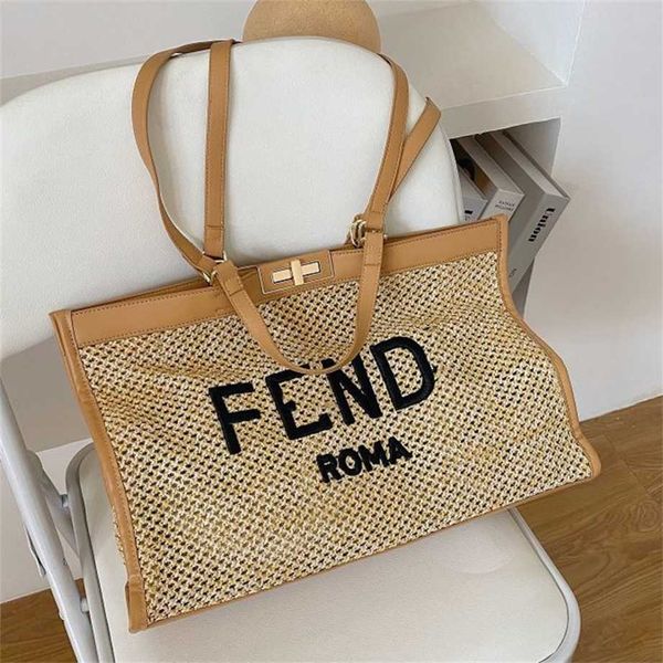 

design purse summer beach bag women's hand woven large capacity sling single shoulder straw tote bag