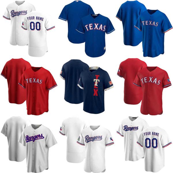 

2022 baseball jerseys custom jersey texas''rangers''mens women youth 13 joey gallo 12 rougned odor 21 david dahl 34 nola, Blue;black