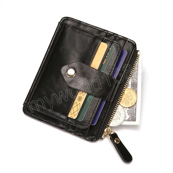 

wallet business credit card holder id cases zipper coins leather purse women men, Brown;gray