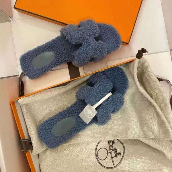 

bear slipper her oran and furry slippers sandal designer dsigner winter autumn shoes 2023 daily wear of teddy wool women's flat bottom