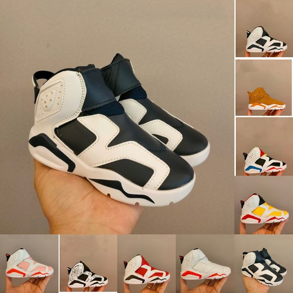 

baby infant kids jumpman 6 basketball shoes retro ankle hoop loop strape jordens 6s british khaki washed denim cool grey white jorda laceles