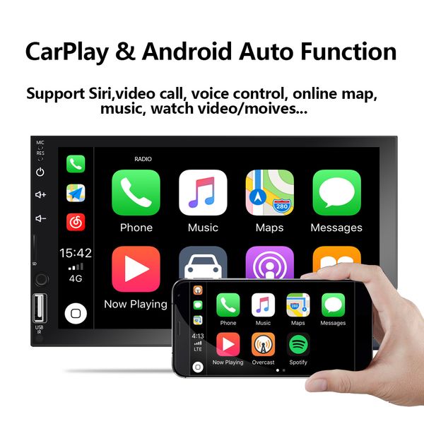 

2 din carplay android auto car radio 7'' autoradio multimedia player mp5 audio bluetooth monitor 2din head unit fm stereo