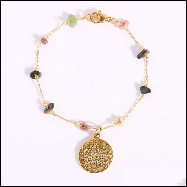 

charm bracelets charm bracelets coin bracelet stainless steel for women metal stone chain femme pseras mujercharm kent22 drop delive dhsjg, Golden;silver