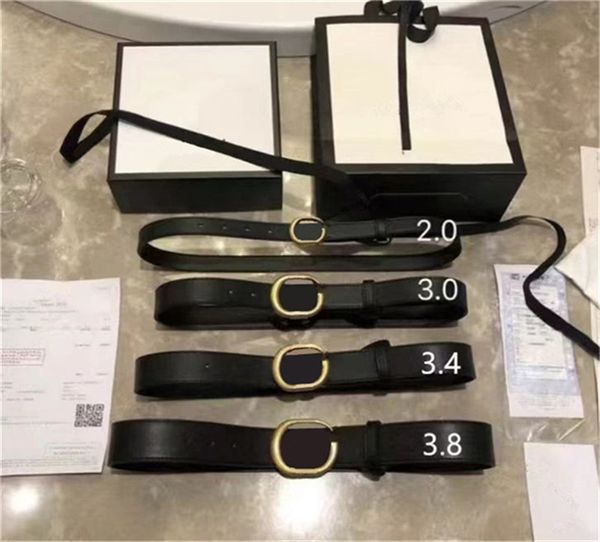 

men's belt black genuine leather luxury belt designer classic letter smooth buckle belt width 3.8,3.4,3.0,2.0cm with logo women's, Black;brown