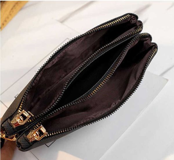 

brand designer two zippers shoulder bags wallets purse clutch with wristlets crossbody cross body pu clutch bag handbagsbagss