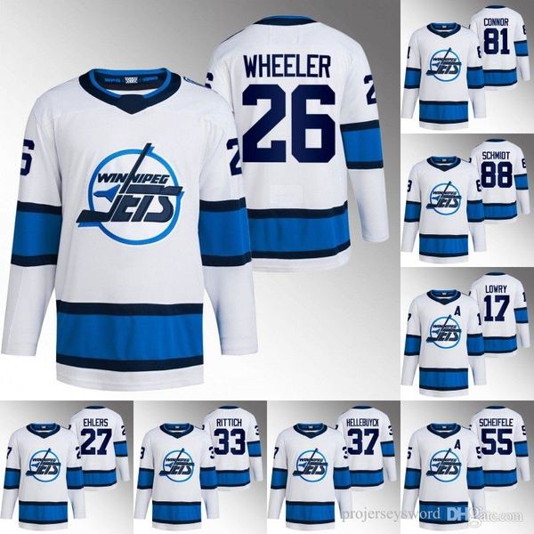 

winnipeg blake wheeler jets reverse retro jersey hellebuyck nate schmidt nikolaj ehlers kyle connor mark scheifele pierre-luc dubois adam lo, Black;red