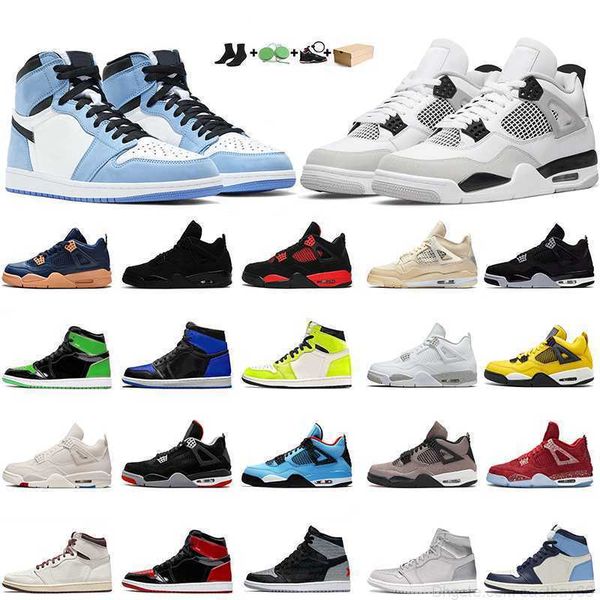 

jumpman 1 1s patent bred basketball shoes fashion unc 4 4s red thunder women mens trainers sports university blue military black canvas oreo