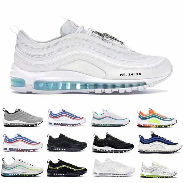 

2022 sw 97 mens running shoes mschf x inri jesus sean wotherspoon have a nice day triple black white 97s silver throwback future bred