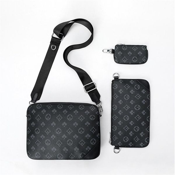 

luxurys men's bag checkerboard shoulder women messenger handbag three-in-one mahjong wallets combination three-piece small sq228z