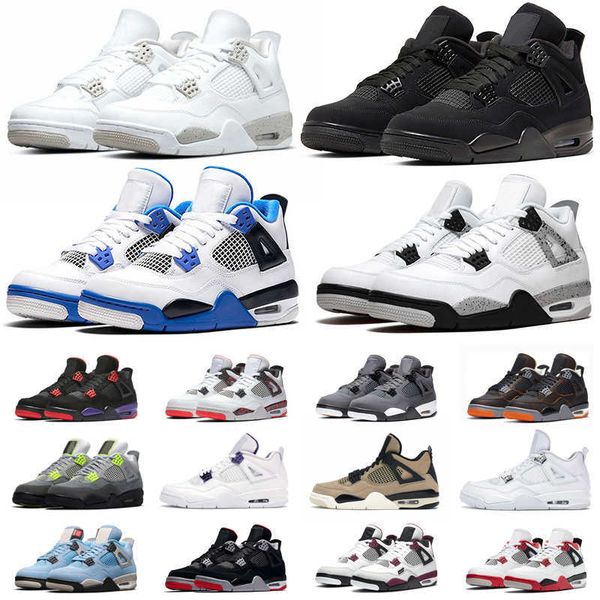 

classic 4 4s basketball shoes black cat bred neon pure money military blue fossil taupe haze alternate motorsport men women sneakers