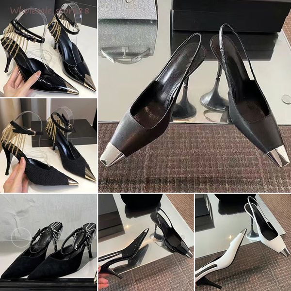 

home rivet high s muller shoes women's middle baotou thin heel pointed liuding cool drag summer, Black