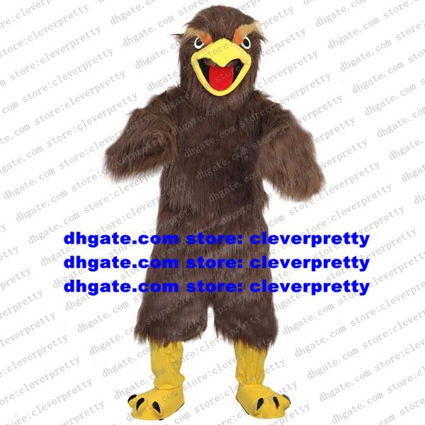 

dark brown long fur eagle hawk mascot costume tiercel falcon vulture commercial strip drive brand figure zx553, Red;yellow