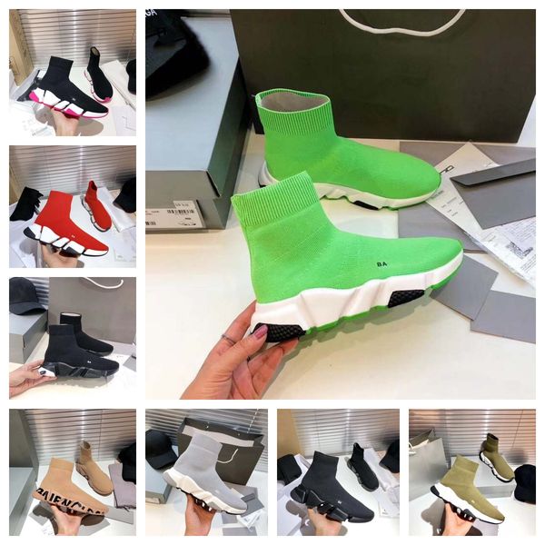 

autumn boots paris second generation sock shoes women's elastic cloth flat heel thick sole with high ankle boot socks booties, Black