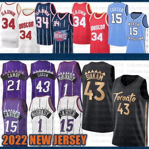 

2021 2022 new basketball jerseys 15 43 34 houstons rocket torontos raptores vince carter pascal siakam hakeem olajuwon 209, Black;red