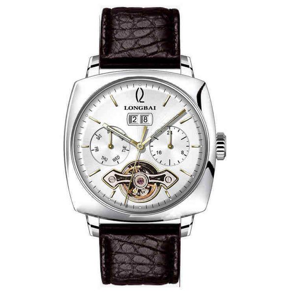 

y automatic hollowed out mechanical watch busins casual men's watch waterproof luminous fine steel watch tide5i4p, Slivery;brown