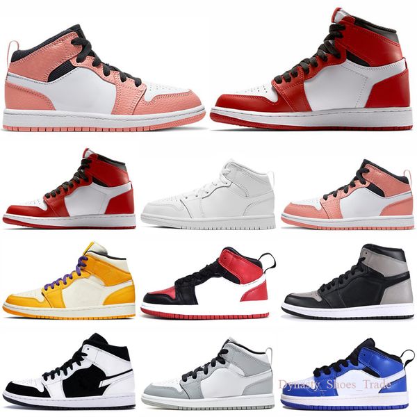 

jumpman 1 kids low basketball shoes boy girl shoes game royal obsidian chicago bred sneakers tie-dye size 25-35, Black