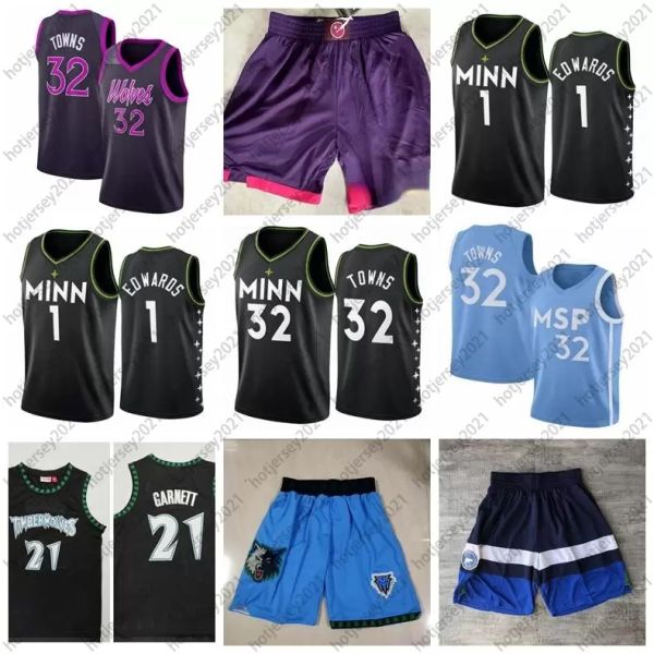 

basketball jerseys 32 towns kevin 21 garnett anthony 1 edwards mitchell & ness hardwood, Black;red