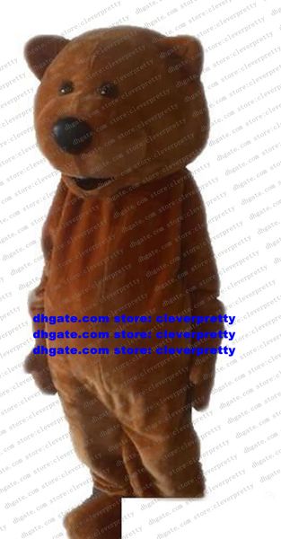 

long fur brown bear mascot costume grizzly bears ursus arctos teddy bear character business anniversary student activity zx179, Red;yellow
