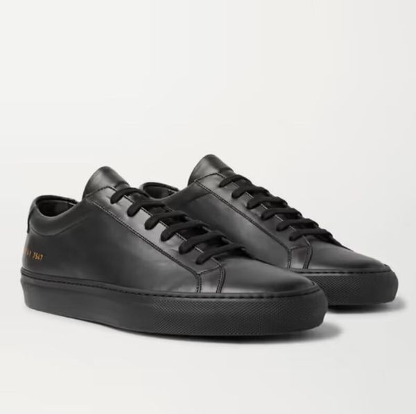 

luxury brand pop design men's casual shoes low cut sneaker commons- flats lace up achilles leather sneakers black leathers projects- ou