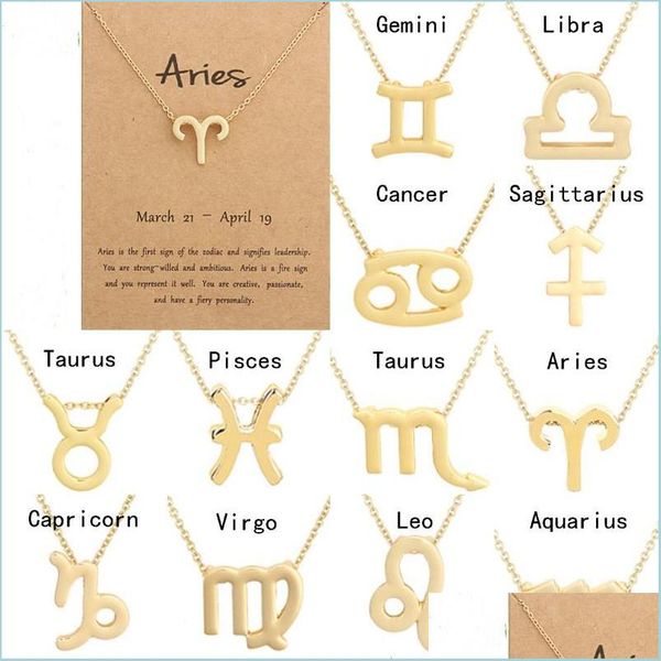 

pendant necklaces fashion zodiac sign pendant necklaces for women jewelry 12 constellations necklace collarborn chain pack with card dhswv, Silver