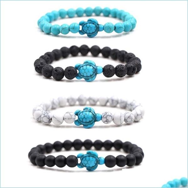 

charm bracelets summer style blue sea turtle beads bracelets classic 8mm turquoise stone elastic friendship bracelet beach for women dhhpn, Golden;silver