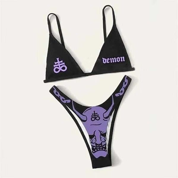 

new funny dark punk style cute bikini split swimsuit woman, White;black