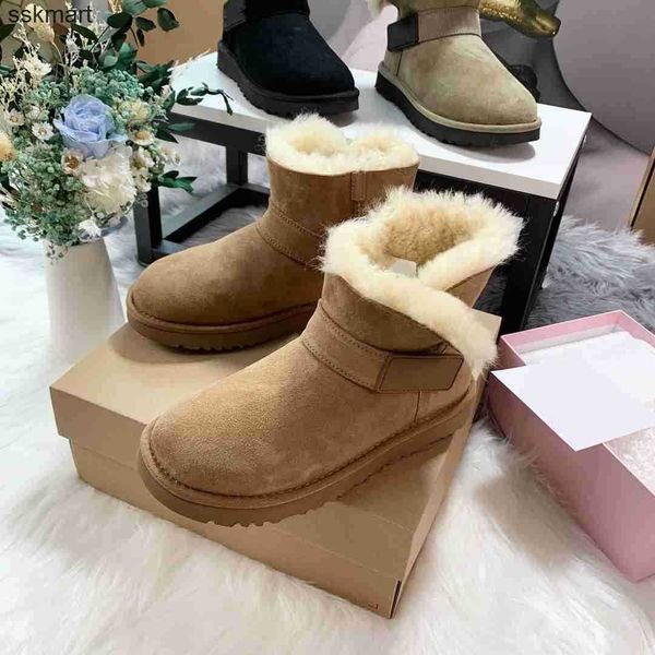 

australia snow boots designer aus fur raising thickened round head short women's single boots classic short platform ankle boots snow b, Black