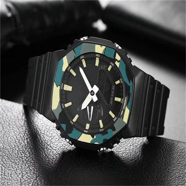 

quartz men's digital watch led detachable assembly oak series automatic hand light waterproof world time iced out watch ultra thin, Slivery;brown