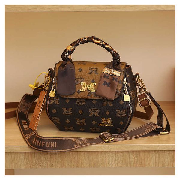 

women 2022 versatile handbag silk scarf fashion one shoulder crossbody bag