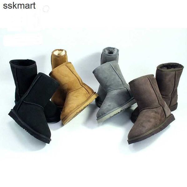 

australia boots winter essentials sheepskin wool integrated snow women's middle tube thickened wool boots, Black