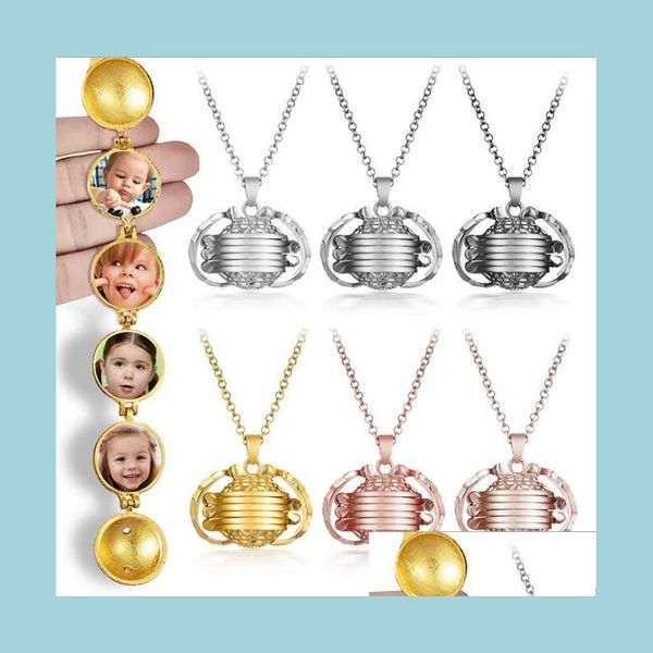 

pendant necklaces mtilayer wing locket pendants necklace vintage 4 5 6 layers memory po box necklaces for men women gift wholesale d dhsti, Silver