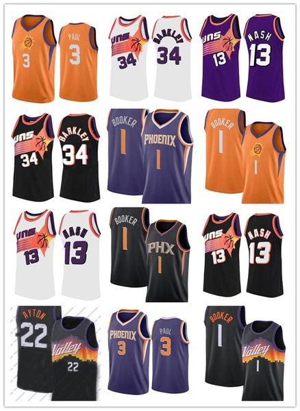 

2021 finals basketball jerseys devin 1 booker chris 3 paul deandre 22 ayton phoenixs steve 13 nash charles 34 barkley sun jersey jae 99 crow, Black;red