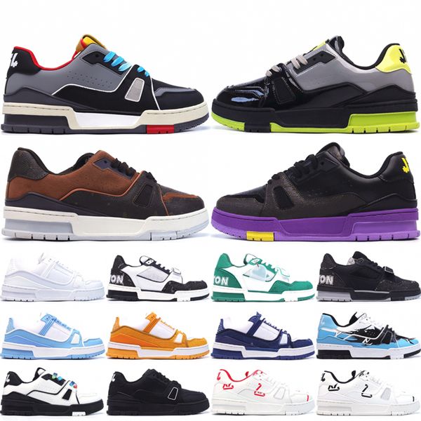 

france luxury virgil trainer low casual shoes leather suede designer denim black letter overlays platform outdoor men women sneakers size 36