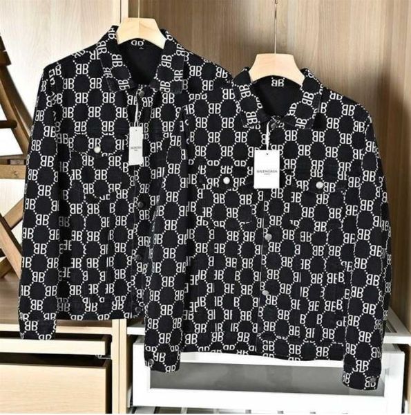 

mens jackets coats paris double b autumn and winter new men's women's all over printed denim coat, Black;brown