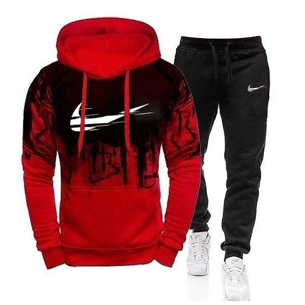 

In 2022 cross-border autumn and winter men's suits printed hoodie leisure sports pants are a new hit tracksuit, Green