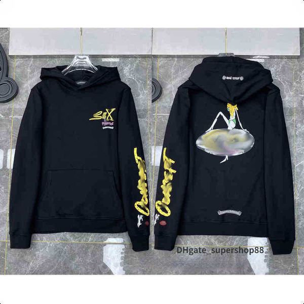

luxury classic mens sweatshirts ch designer hoodies zipper sanskrit graffiti hooded sweater cross pullover hoodie casual women coat sweatsh, Black