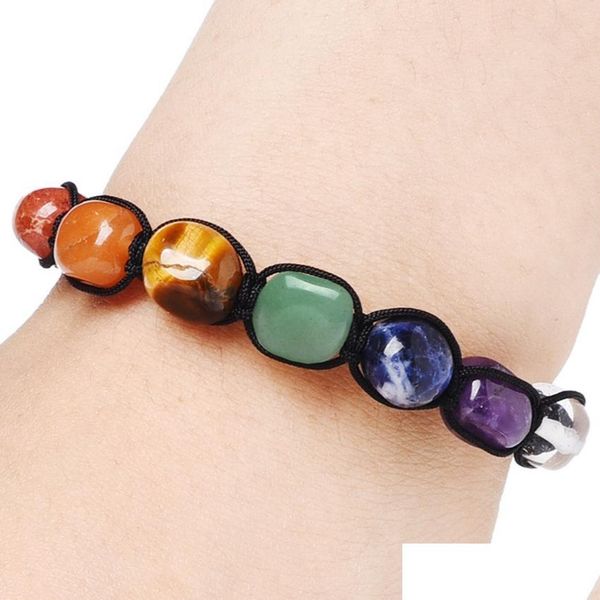 

beaded 7 chakra yoga natural stone beaded strands bracelet women men irregar beads bracelets fashion jewelry will and sandy gift dro dhc8p, Black
