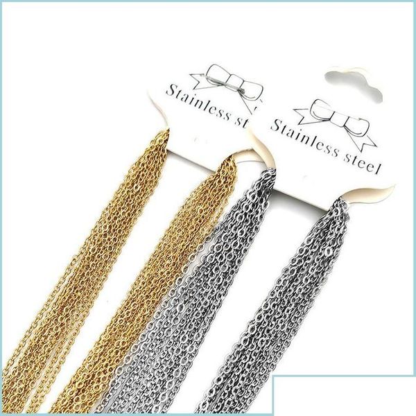 

chains chains hip hop necklace men women gold color stainless steel 45cm o link cuban chain necklaces jewelry diy accessories 10pcs/ oteao, Silver