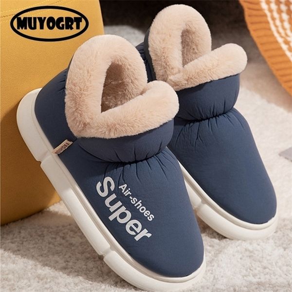 

slippers plush winter women men's home floor thick platform footwear famale warm cotton boots couple ladies 221110, Black