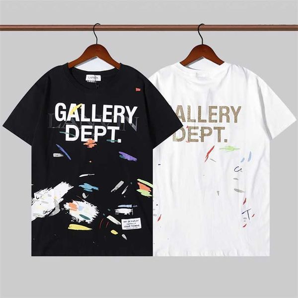 

designer gallerydept mens t-shirts summer los angeles splash letter tshirt hand painted short sleeve men and women te, White;black
