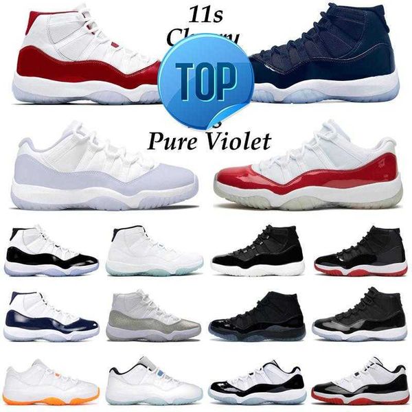 

2022 jumpman 11 cherry basketball shoes men women 11s low pure violet midnight navy cool grey 25th anniversary bred concord 45 mens trainers, Black