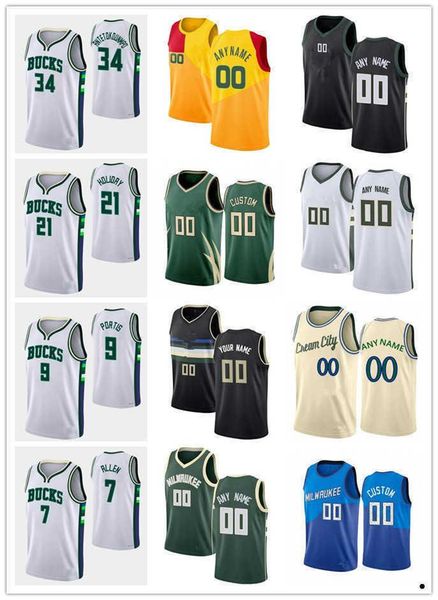 

75th custom men jersey women youth giannis 34 antetokounmpo grayson 7 allen bobby 9 portis jr holiday 21 bobby milwaukee''bucks&#0, Black;red