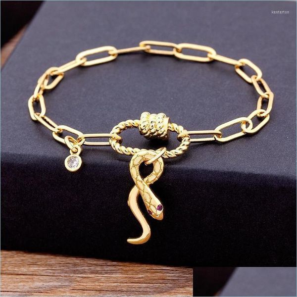 

charm bracelets charm bracelets original diy link snake pendant chain pattern oval clasp bangle copper zircon bead europe fashion pa dhycm, Golden;silver