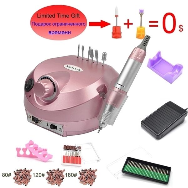 

nail art equipment 35000rpm electric manicure machine for pedicure professional drill low noise cutters set file kit 221109, Silver