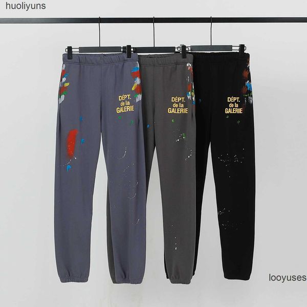 

galleryes pant dept mens high street speckle sportpant lettered printed men's women's loose pants leggings mvyn, Black