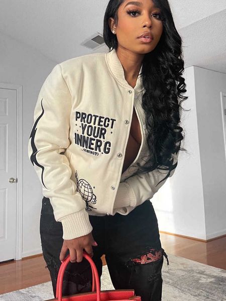 

fashion women clothes 2022 designer jacket autumn winter new letter printed casual stand collar bomber jackets womens coat, Black;brown