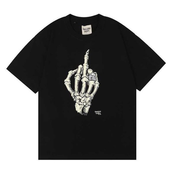 

designer gallerydept mens t-shirts gary dept summer fashion brand new skeleton hand bone print casual round neck short sleeve tshirt, White;black