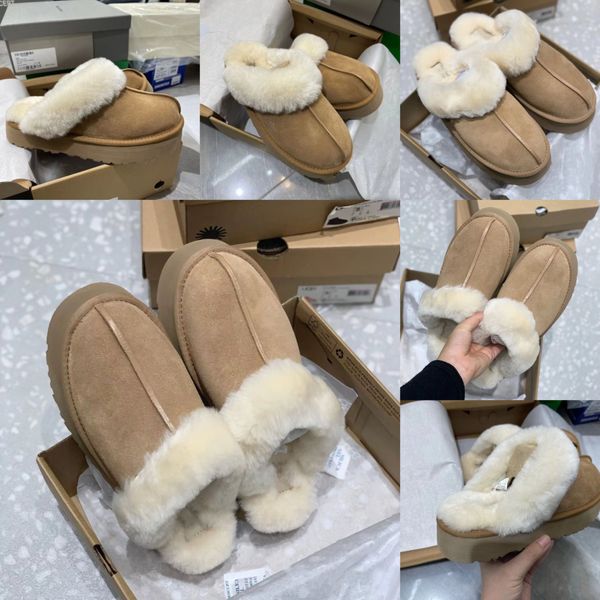 

new plush slipper female sheep fur one mill shoes autumn and winter thick soled shoes bao head drag warm flat wear, Black