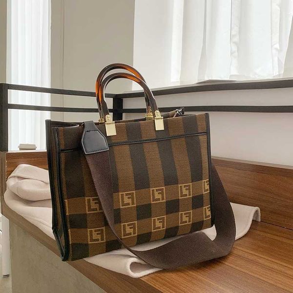 

hand new canvas women's sling single shoulder stripe printed tote bag large capacity shopping slanting bag