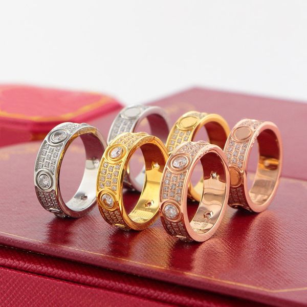 

love screw diamond ring mens zircon rings classic luxury designer jewelry women titanium steel alloy gold-plated gold silver rose never fade